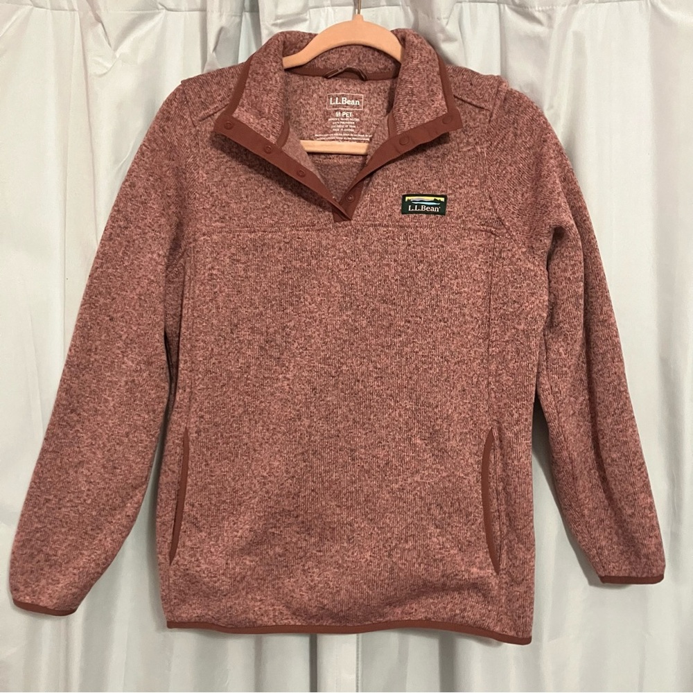 Women's L.L.Bean Sweater Fleece Pullover Red/Field Rose